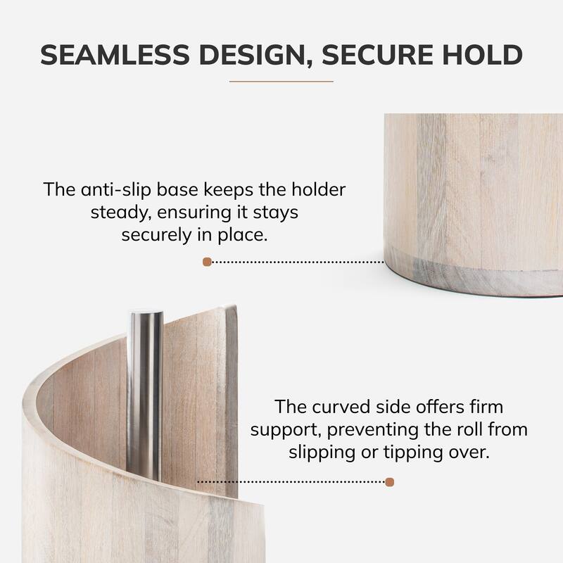 Jani Paper Towel Holder Countertop with Mango Wood Round Base and Iron Holder