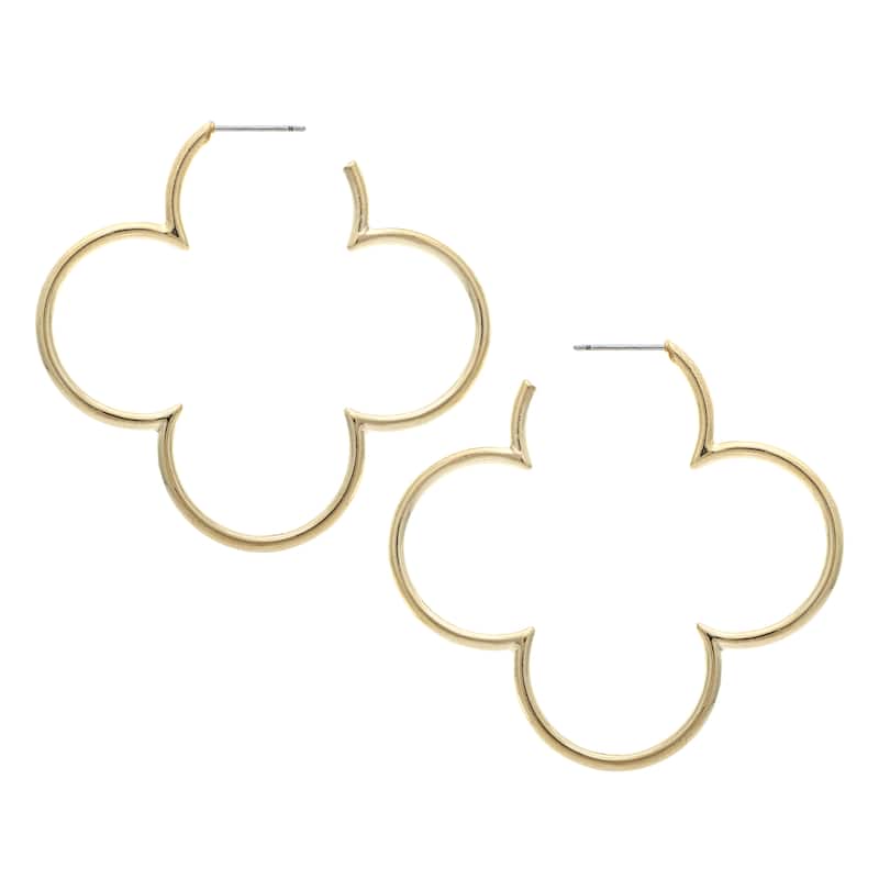 Polished Open Clover Hoop Earrings - 2" long and wide