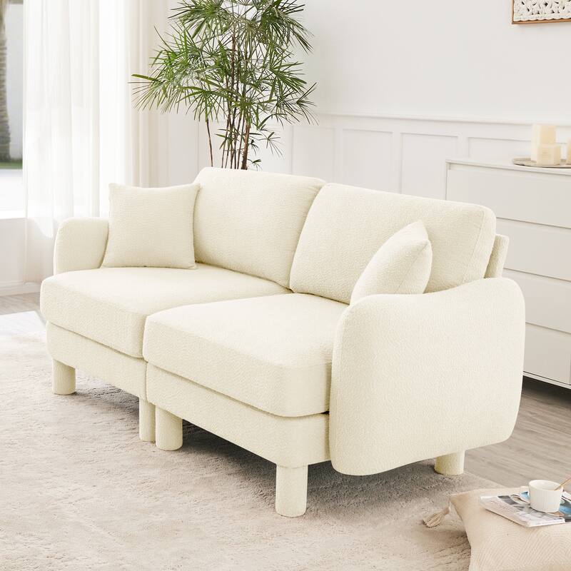 Distinctive Sofa Couch with Shell-Shaped Armrests, 2-seater Loveseat Couch Sofa Couch with Wood Frame