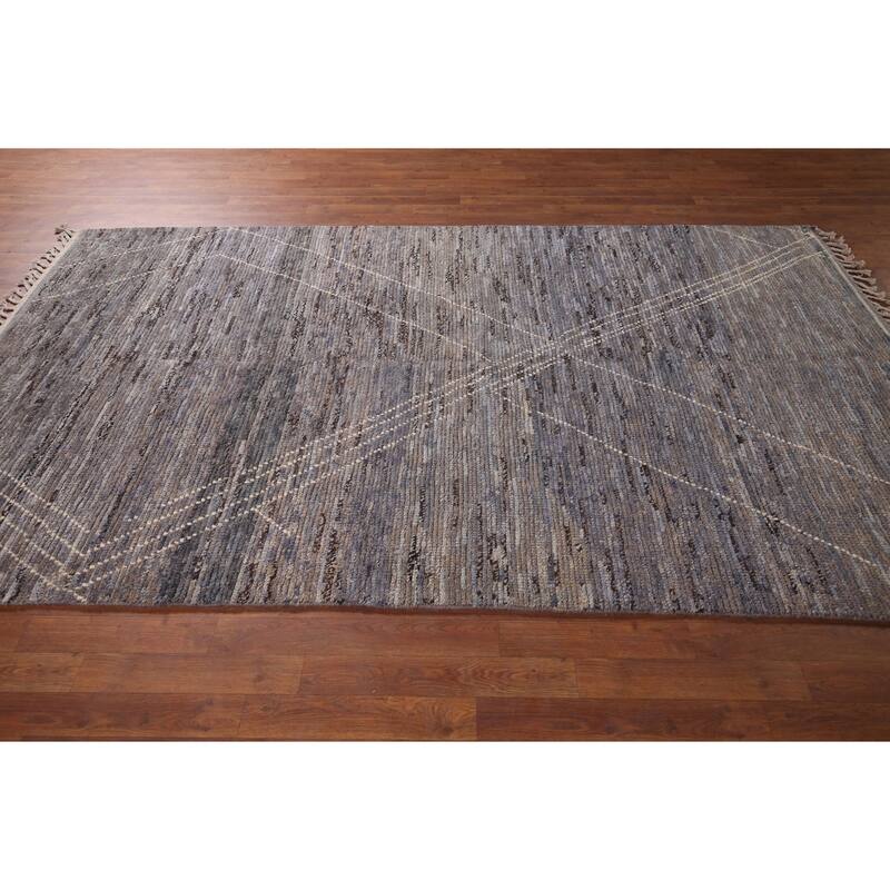 Moroccan Area Rug Handmade Multi-Color Striped Wool Carpet - 5'7"x 9'5"