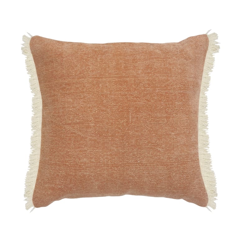 Caramel Coated Fringed Throw Pillow 