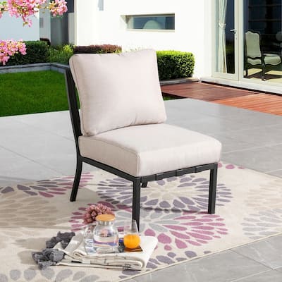 Patio Festival Outdoor Wave-Arm Col. Metal Armless Chair with Cushions