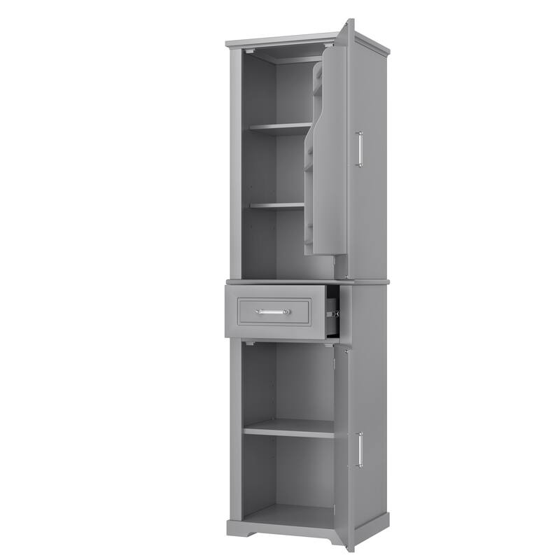GDFStudio - Jasper Tall Freestanding Bathroom Storage Cabinet with Two-Sized Doors and Adjustable Shelves
