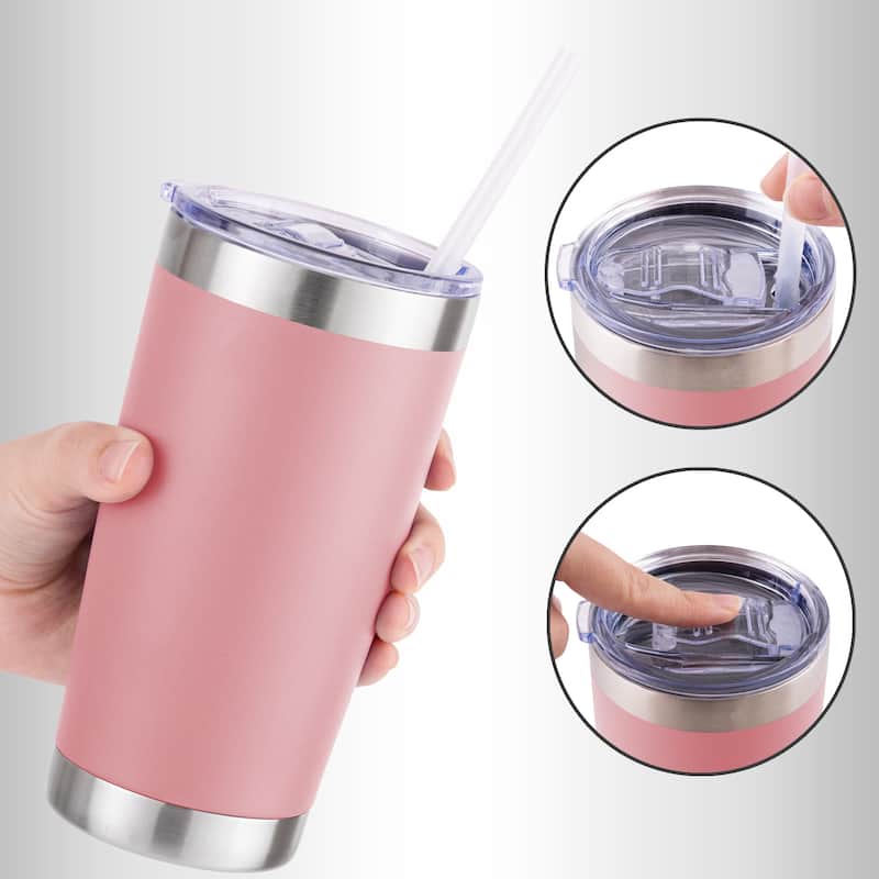 Zulay Kitchen 20oz Stainless Steel Tumbler With Lid and Straw