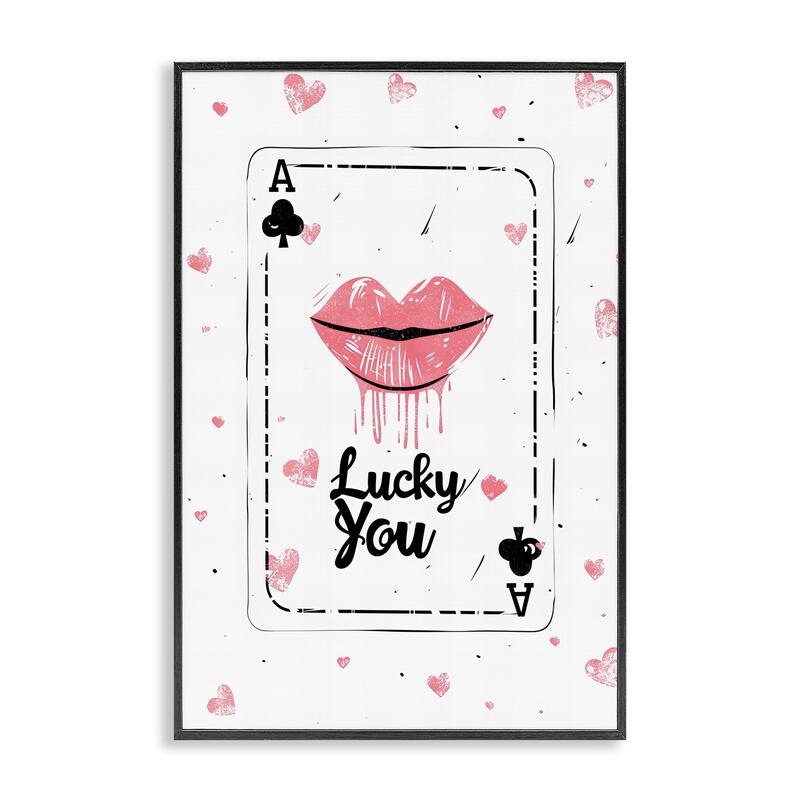 Stupell Lucky You Playing Card Framed Giclee Art Design By LSR Design Studio - 20 x 30 - Black