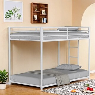 Sturdy Twin Over Twin Bunk Bed Metal for Kids & Adult,w/Stable Ladder