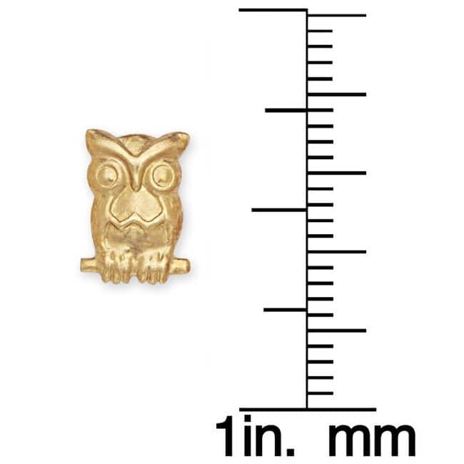 Curata 14k Yellow Gold 7x10mm Children's Owl Stamping Stud Earrings