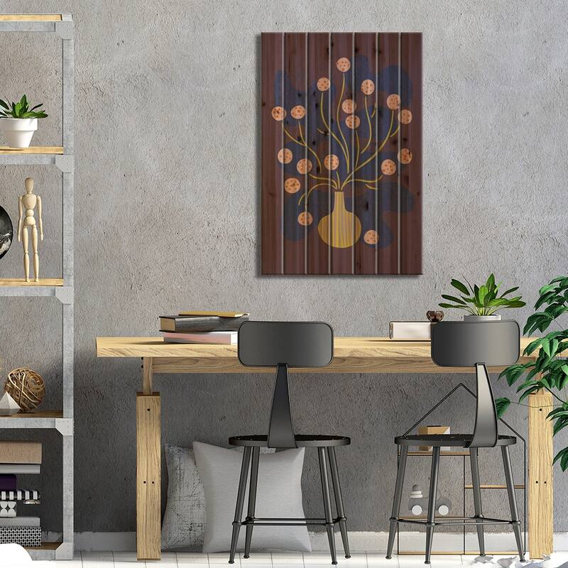 Round Flower Still Life (Wine) Print On Wood by Renea L. Thull - Multi-Color