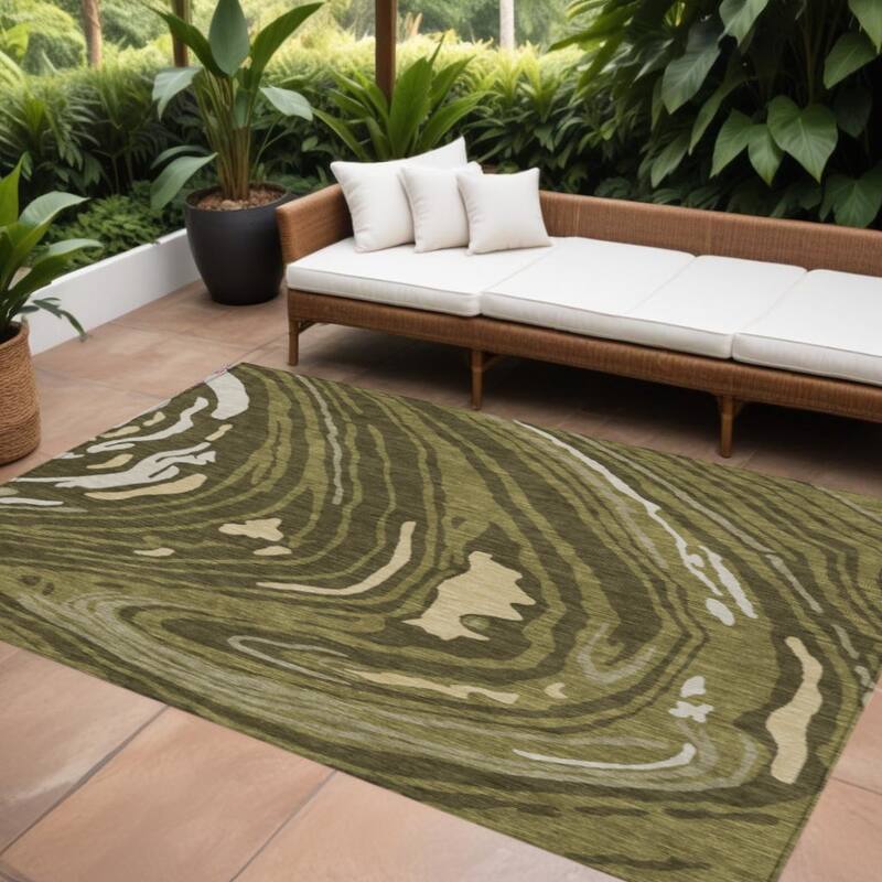 HomeRoots Abstract Transitional Rectangle Outdoor Rug - 10' X 14'