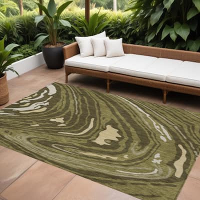 HomeRoots Abstract Transitional Rectangle Outdoor Rug