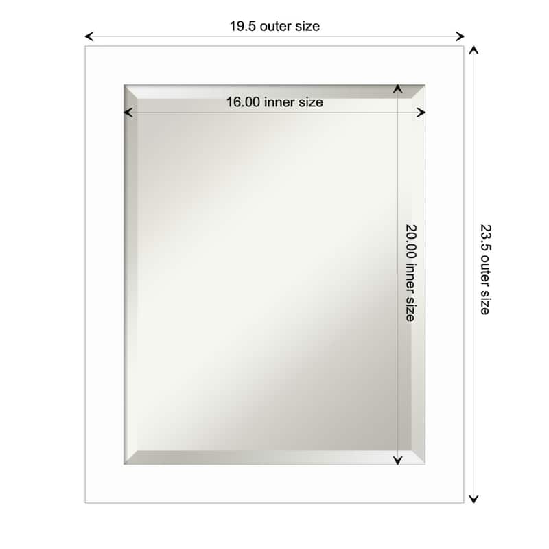 Basic Narrow Beveled Wood Framed Wall Mirror - Basic White Narrow - Glass Size 16x20