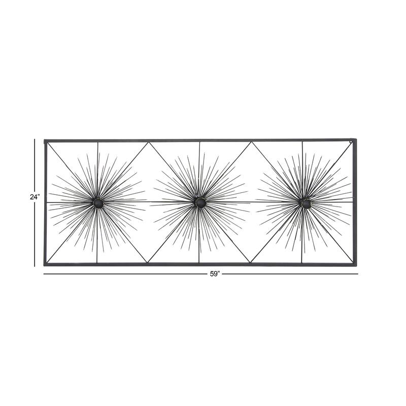 Black Metal Sea Urchin Starburst Wall Decor with Black Frame