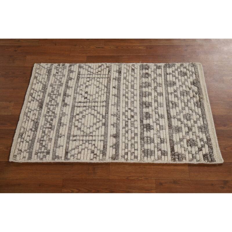 Geometric Moroccan Oriental Accent Rug Hand-Knotted Wool Carpet - 2'0"x 3'0"