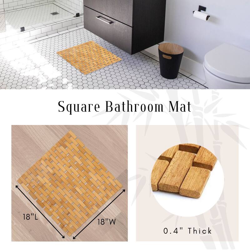 Natural Bamboo Bathroom Mat - Non Slip Bath Mat -Foldable Duckboard