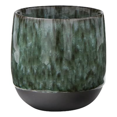 Hot/Cold Stoneware Stmless Mug - 16oz Ceramic Drinkware, Dishwasher Safe, Green, Perfect for Christmas, 3.5"h x 3.3"l x 3.3"w