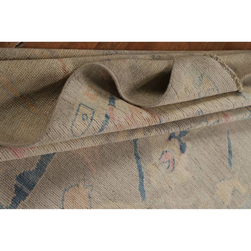 Hand Knotted Oriental 100% Wool Carpet Transitional All-Over Greys & Charcoal Oushak Area Rug - 11' 9'' X 8' 9''