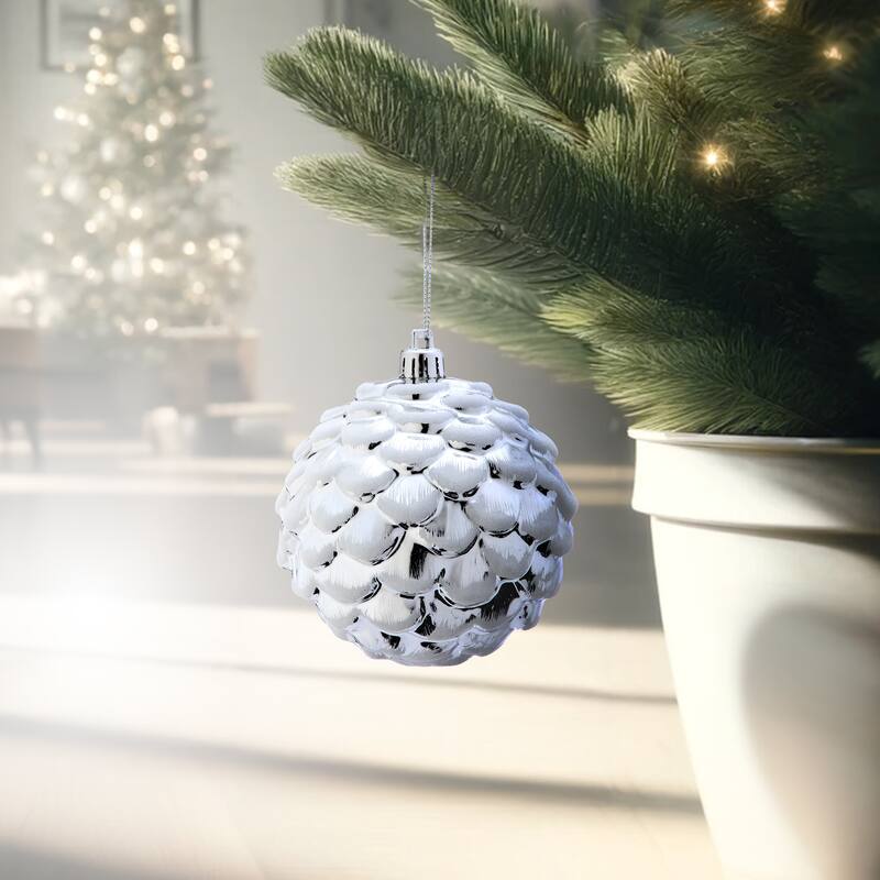 100mm Vp Shiny Globe Cone Ornament Box of 4
