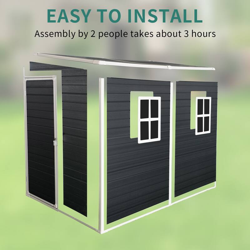 Rust-proof Resin Outdoor Garden Shed with Lockable Door Storage Shed, UV-Protected, Waterproof Tool Shed