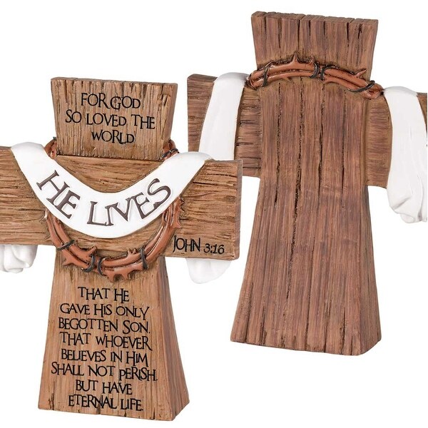 For God So Loved The World Resin Table Top Cross; 5" x 4" - other-frame-size
