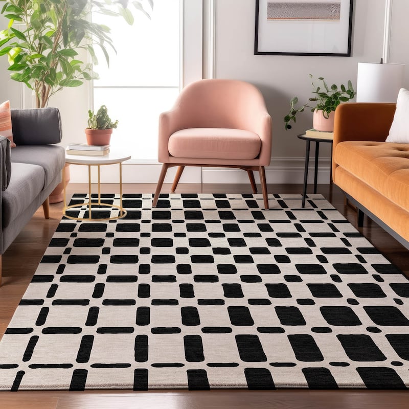 Premium Washable Super Soft Modern Hope Mayfield Rug - Black - 3' x 5'