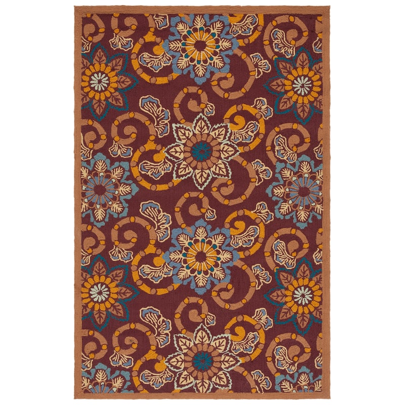 SAFAVIEH Handmade Four Seasons Emiko Floral Rug - 5' x 8' - Burgundy