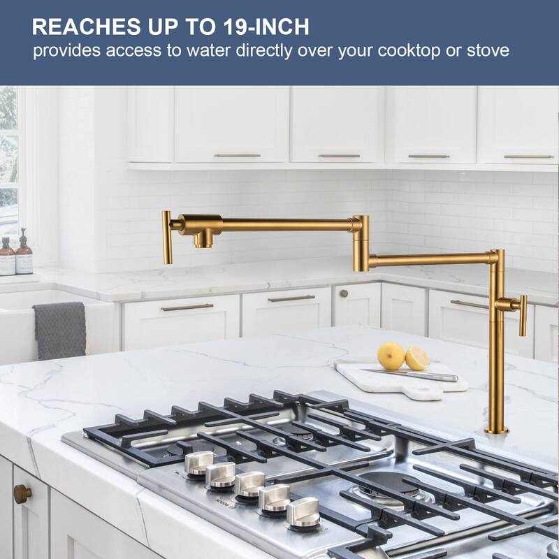 WOWOW Deck Mount Double Handle Pot Filler Faucet