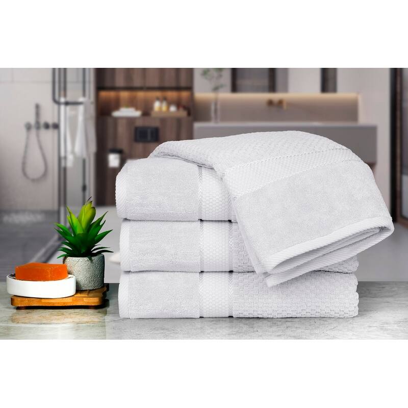 Bath Towel for Bathroom Popcorn Textured 30 X 54 Inch by Ample Decor - 4 Pcs