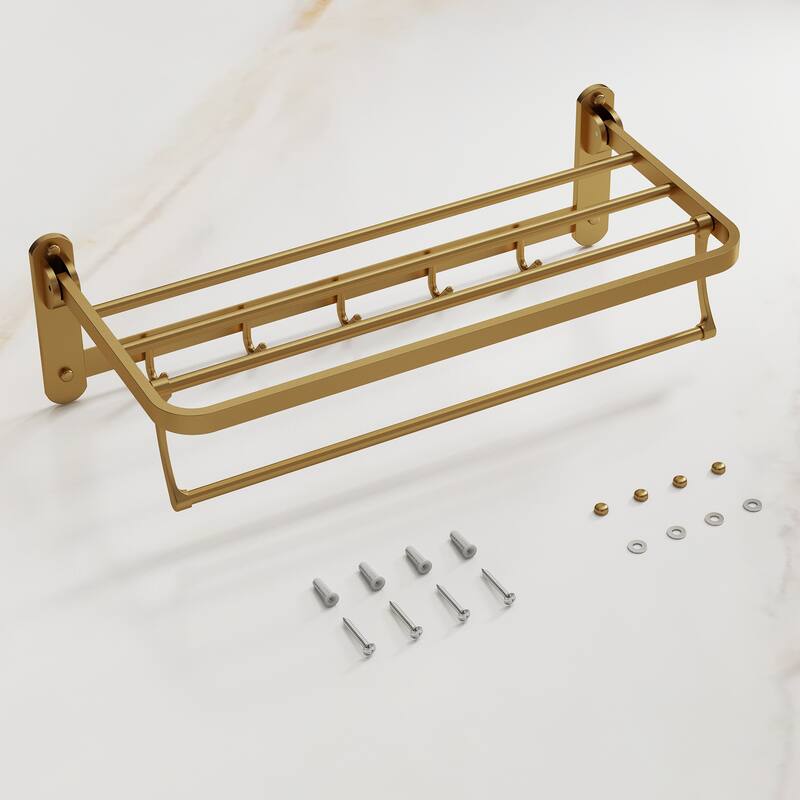 2-Tier Stainless Steel Bath Towel Rack with 5 Hooks