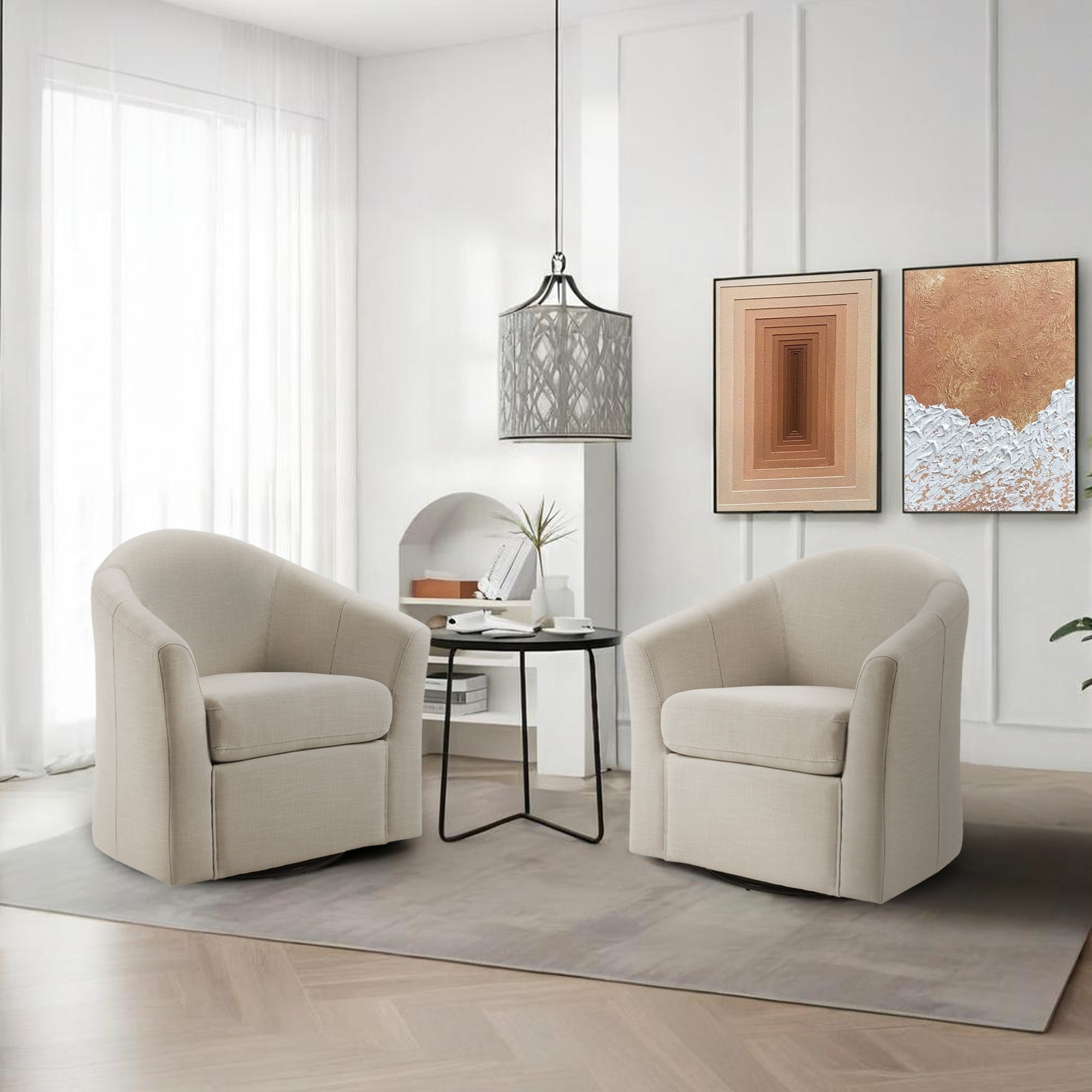 Anna 30"W Swivel Barrel Accent Chair Set of 2