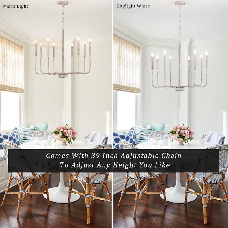 8-Light Farmhouse Traditional Candle Chandelier for Dining Room Bedroom Living Room