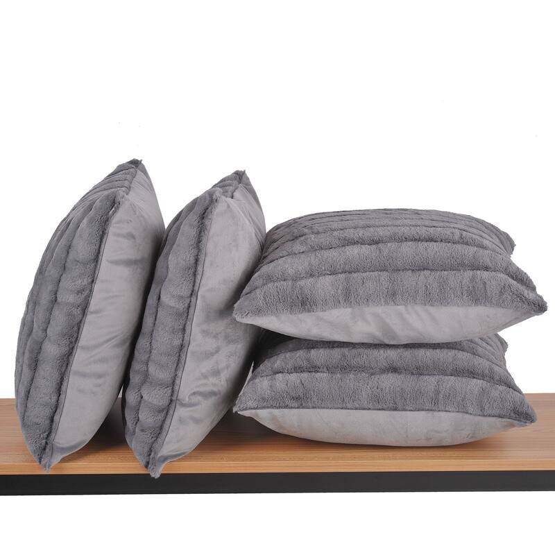 Serenta SuperMink Solid Color Throw Pillow Shell Cushion Cover Set - 20" x 20" - Grey Flannel - Micromink Back - Set of 3 or More