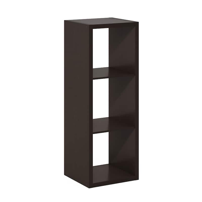 Furinno Cubicle Open Back Decorative Cube Storage Organizer, 3-Cube, White - Dark Oak