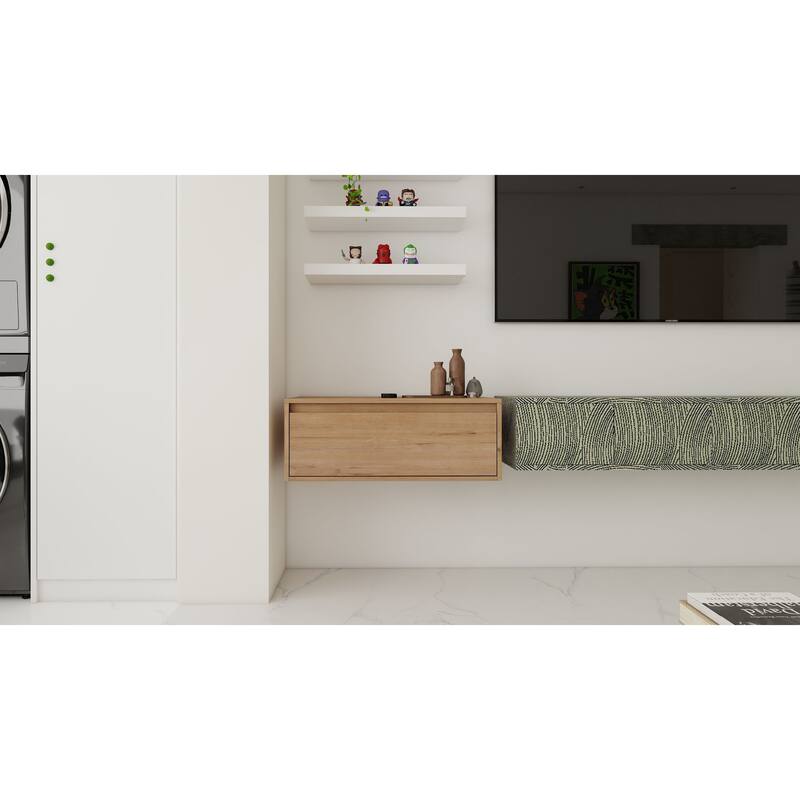 Floating Bathroom Vanity with Soft-Close Drawer, Imitative Oak Finish, Wall-Mounted Storage Cabinet for Bathroom Essentials