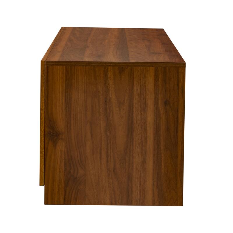 Roomfitters 78 Inch TV Stand for TVs up to 85 Inch, Walnut Media Console with Rattan Doors & Adjustable Shelf