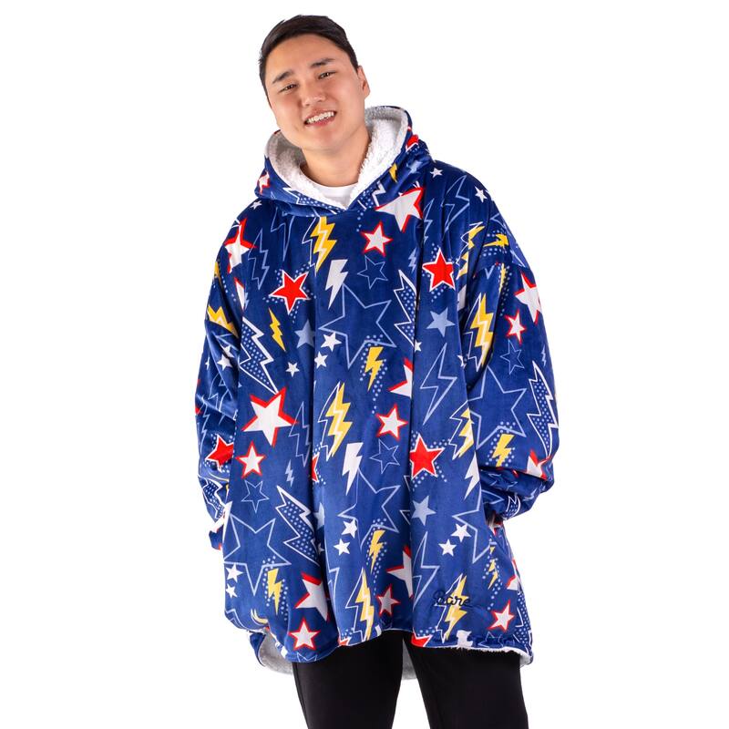 Bare Homey B-Cozy Oversized Sherpa Wearable Blanket - Adult - Superhero