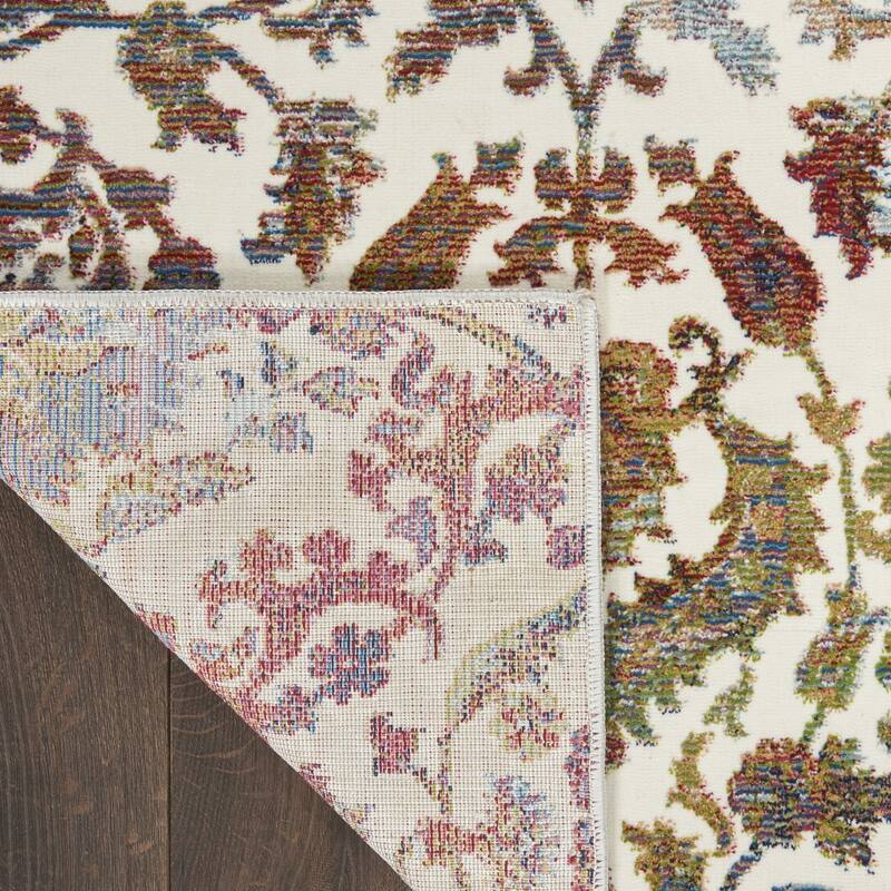 Power Loomed Distressed Floral Traditional Non Skid Area Rug - 118' X '94' X '0.5