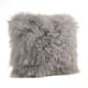 Wool Mongolian Lamb Fur Decorative Throw Pillow - 16 X 16 - Fog