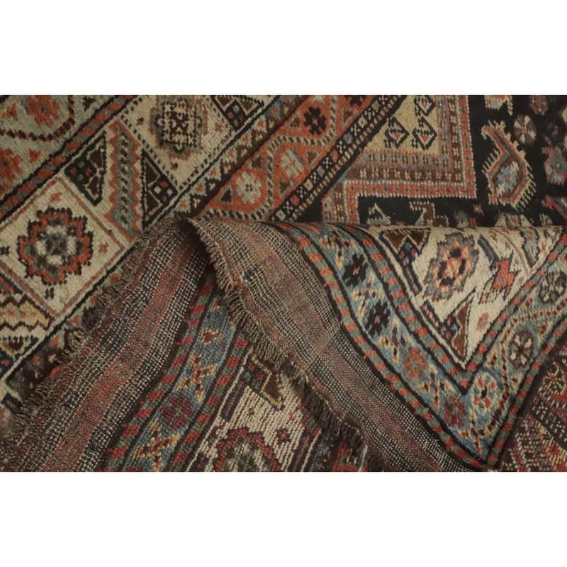 Hand Knotted Oriental 100% Wool Carpet Traditional Tribal Black Shiraz Area Rug - 8' 3'' X 4' 4''