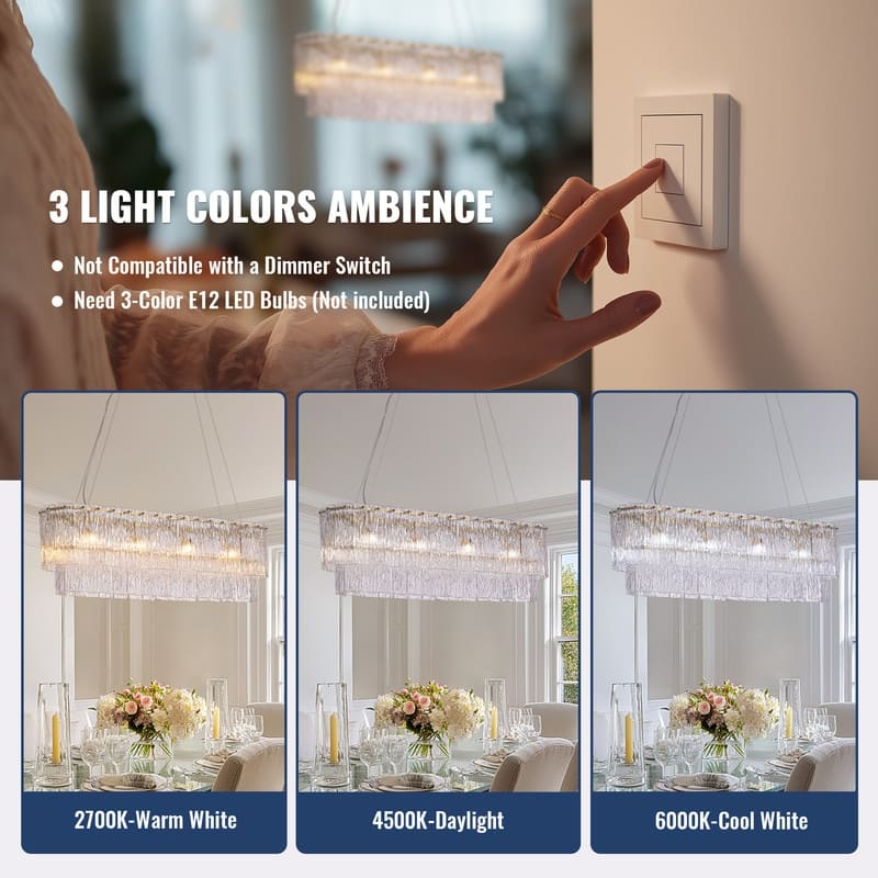 35" Gold Luxury Crystal Chandelier Dimmable Double Glass Ceiling Light for Kitchen Island Dining Room