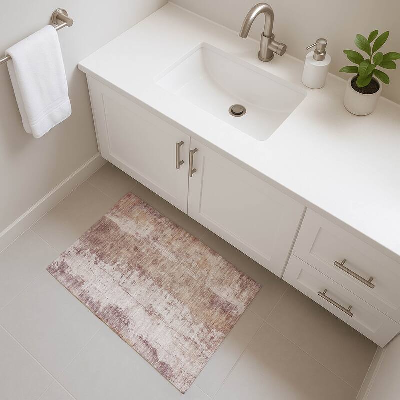 Premium Washable Super Soft Abstract Modern Mayfield Rug - Blush - 1'8" x 2'6"