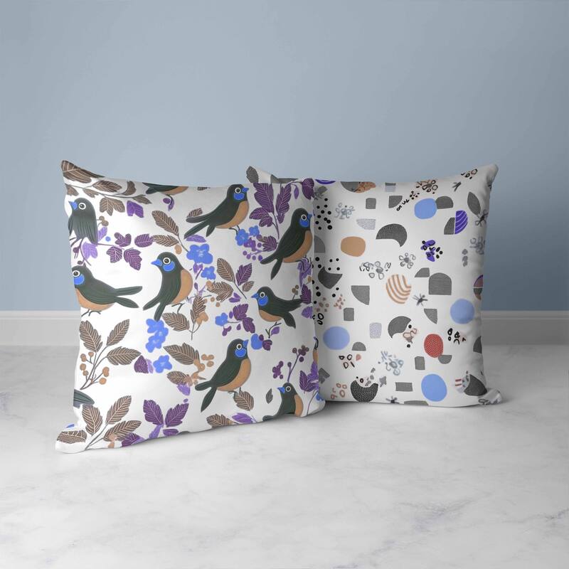 Sweet Tweets Faux Suede Reversible Throw Pillow Black and Peach