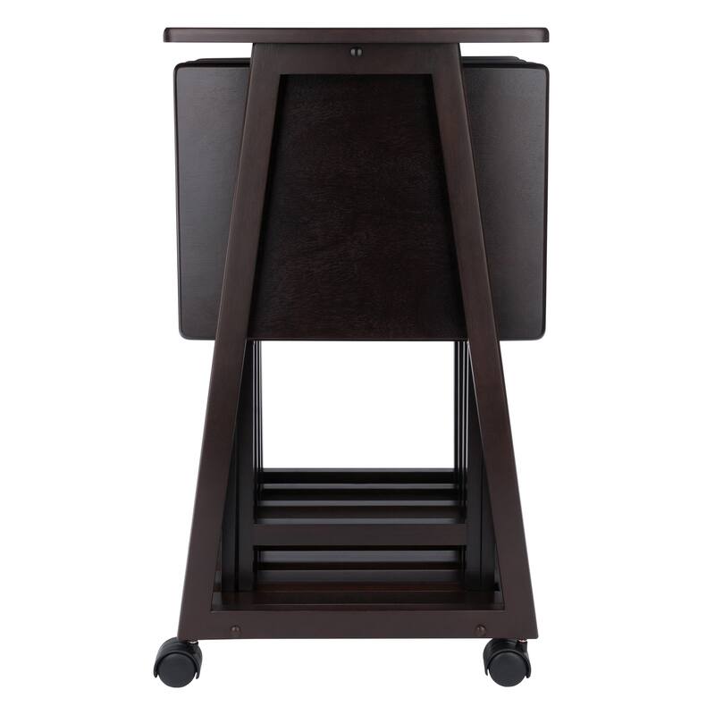 5-Piece Folding Snack Table Set with Rolling Stand - 34.25" - Brown