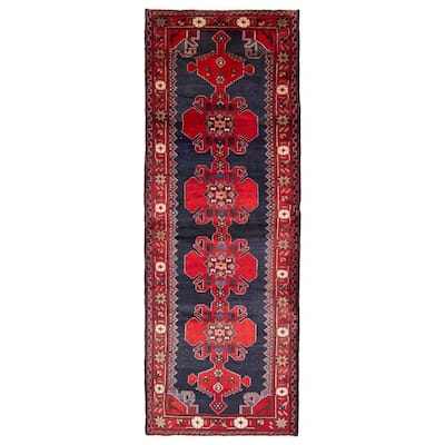 ECARPETGALLERY Hand-knotted Anadol Navy Wool Rug - 3'7 x 10'6