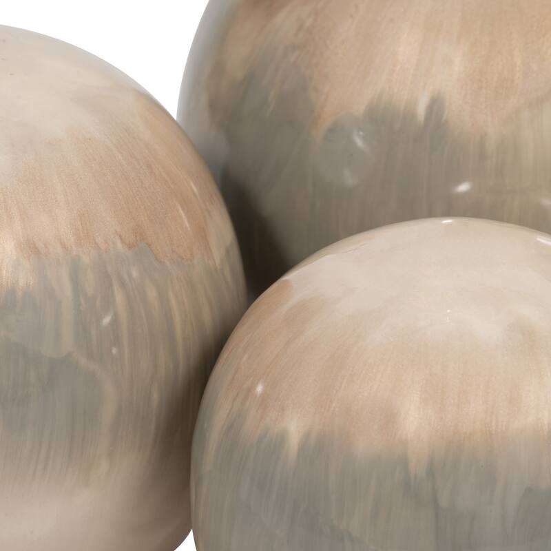 Sagebrook Home Set Of 3 4/5/6" Metal Abstract Round Galaxy Orbs