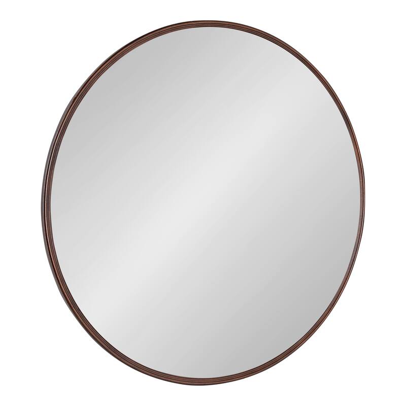 Kate and Laurel Caskill Round Framed Wall Mirror - 30" Diameter - Bronze