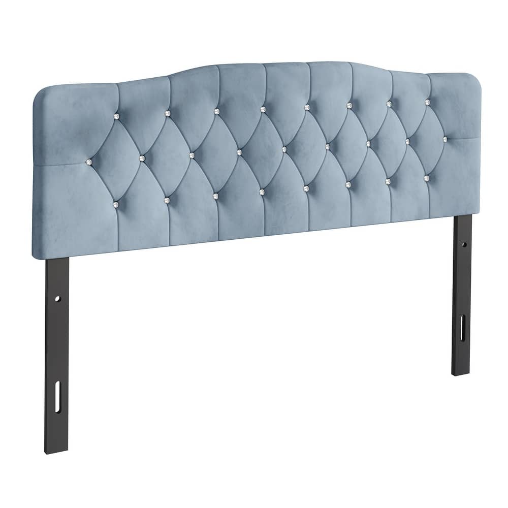 CraftPorch Velvet Button Tufted Curved Adjustable Headboard