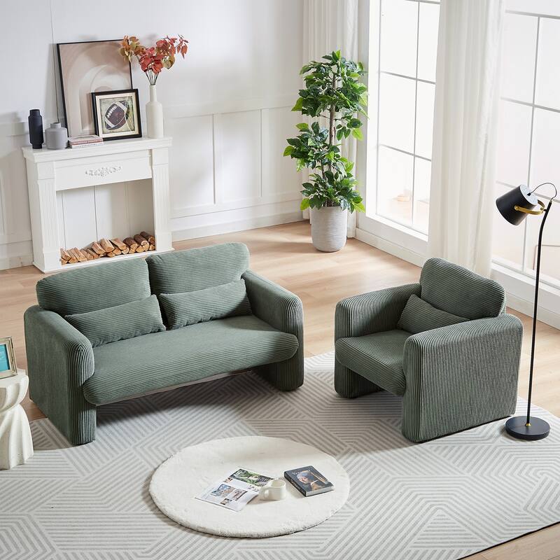 Corduroy Fabric Free Combination Sofa Set w/Support Pillow