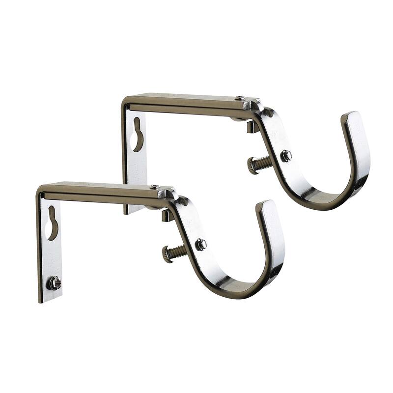 MERIVILLE Set of 2 Curtain Drapery Rod Bracket for 1-Inch Rod - Satin Nickel - For 1" Rod