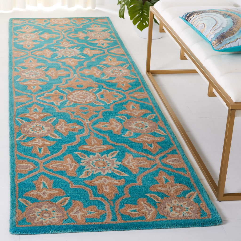 SAFAVIEH Handmade Heritage Peony Damask Traditional Oriental Wool Rug