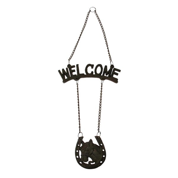 Cast Iron Welcome HorseHorseshoe Sign